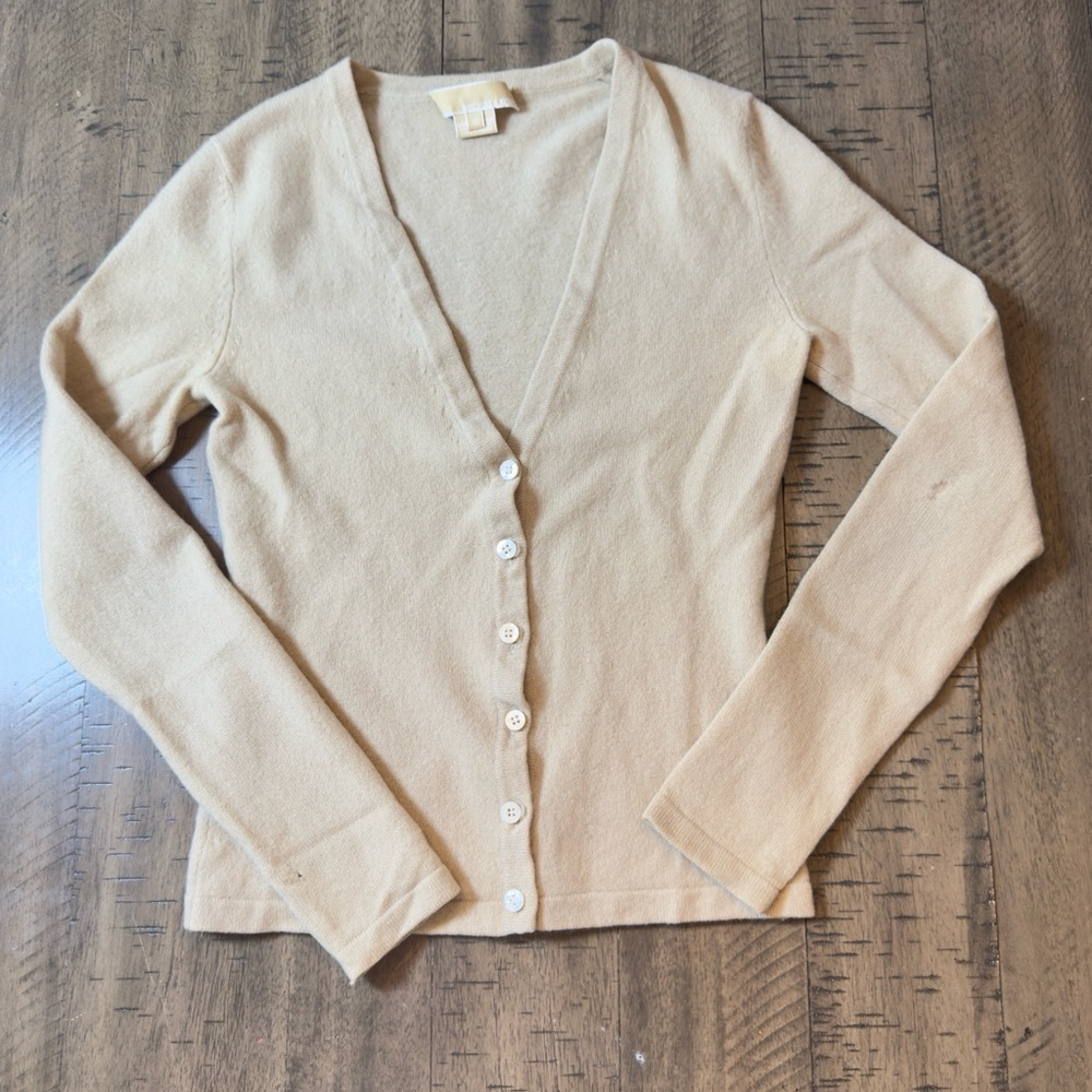 Michael Kors Cashmere Cream Cardigan - Picture 2 of 12